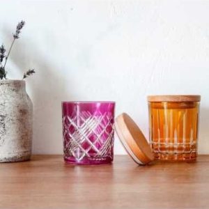 Crystal Julia Pojemnik kryształowy z bukowym deklem w kolorze różowym