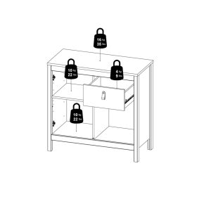 Komoda z drzwiami i szufladami biała mat 82 cm Madrid