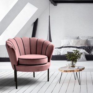 Fotel wypoczynkowy velvet różowy / czarny Angelo