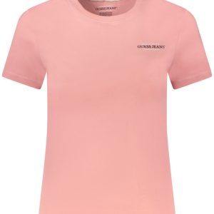 GUESS JEANS DAMSKA KOSZULKA Z KRÓTKIM RĘKAWEM RÓŻOWA