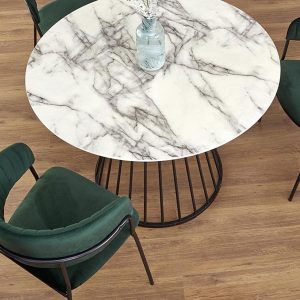 Stół okrągły biały marmur / czarny mat 110 cm Brodway