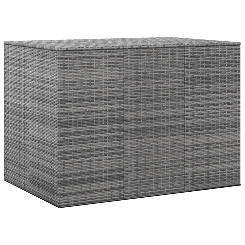Skrzynia na poduszki ogrodowe 145x100x103 cm szara, rattan PE