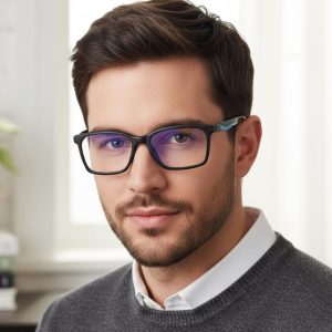 Męskie okulary zerówki +0.00 do komputera Blue Light ST338 czarne