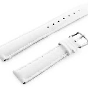 Pasek skórzany do zegarka W83L - biały - 18mm