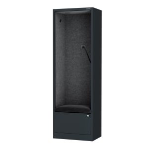 Kabina akustyczna SALLY MentalBox 600 mm – antracytowy korpus, szare siedzisko