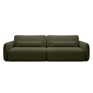 Sofa rozkładana Mossa Big z 2 pojemnikami, obłe kształty, ciemnozielona