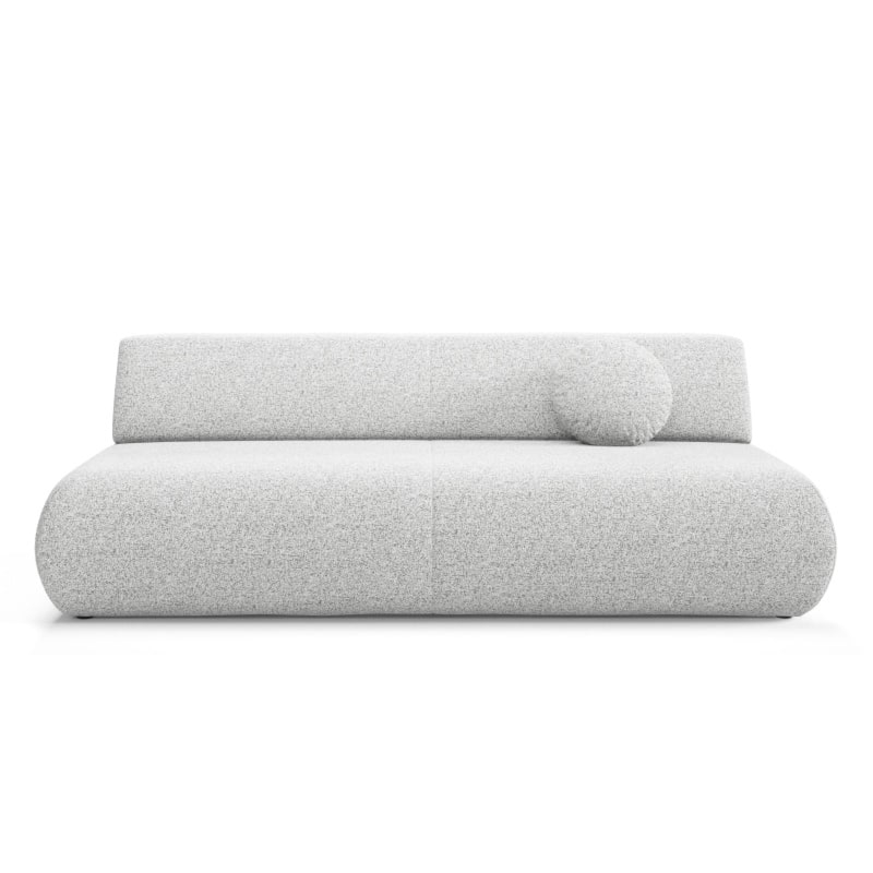 Sofa z funkcją spania i pojemnikiem Puente, jasnoszary melanż, obłe kształty