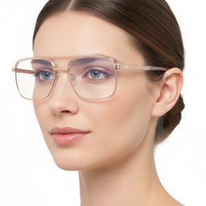 Okulary pilotki zerówki z filtrem Blue Light 25177B transparentny/złoty